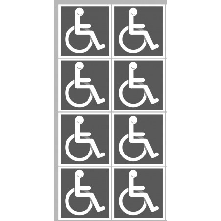 handicap moteur gris - 8 stickers de 5cm - Autocollant(sticker)