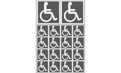 handisport Sport adapté fauteuil - 2 stickers de 10cm et  16 stickers de 5cm - Autocollant(sticker)