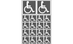 handicap fauteuil - 2 stickers de 10cm et  16 stickers de 5cm - Autocollant(sticker)