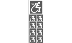 handisport Sport adapté fauteuil - 1 stickers de 10cm et 8 stickers de 5cm - Autocollant(sticker)