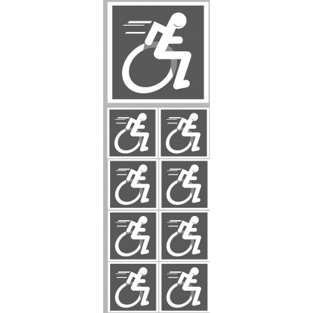 handisport fauteuil - 1 stickers de 10cm et 8 stickers de 5cm - Autocollant(sticker)