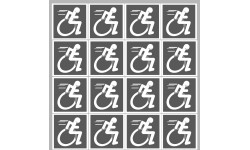 handisport fauteuil gris - 18 stickers de 5cm - Autocollant(sticker)