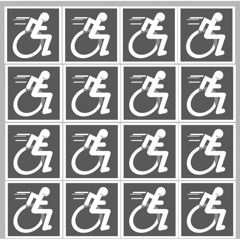 handisport fauteuil gris - 18 stickers de 5cm - Sticker/autocollant