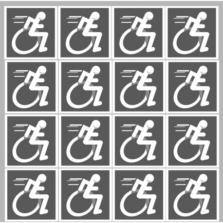 handisport fauteuil gris - 18 stickers de 5cm - Autocollant(sticker)