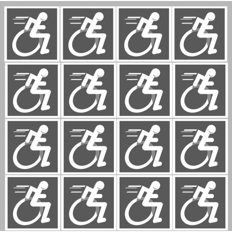 handisport fauteuil gris - 18 stickers de 5cm - Sticker/autocollant