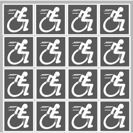 handisport fauteuil gris - 18 stickers de 5cm - Autocollant(sticker)