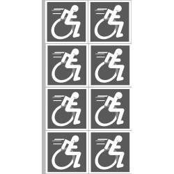 handisport fauteuil gris - 8 stickers de 5cm - Sticker/autocollant