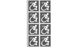 handisport Sport adapté fauteuil gris - 8 stickers de 5cm - Autocollant(sticker)