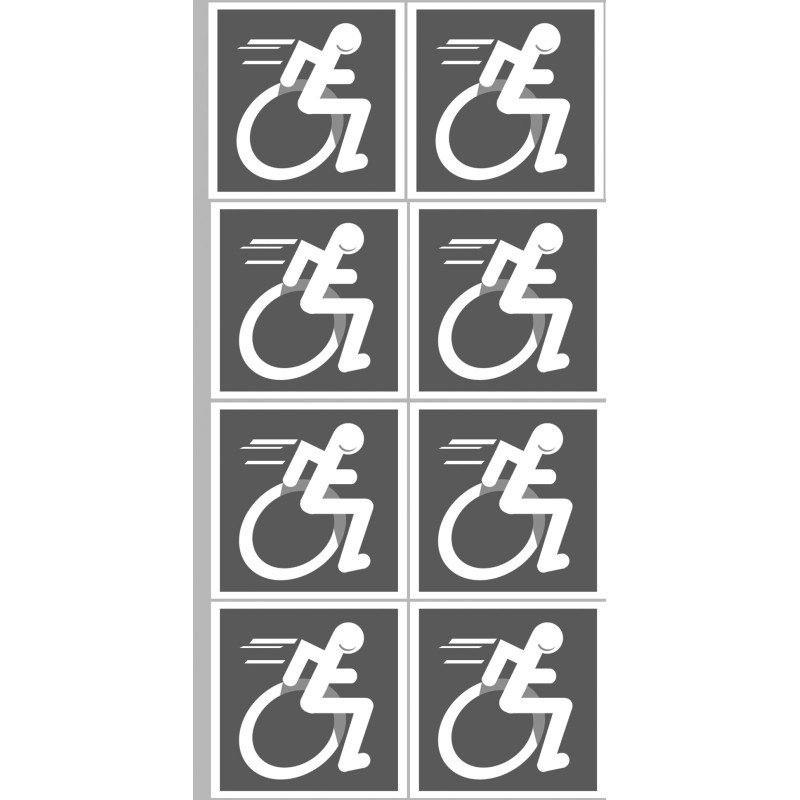handisport fauteuil gris - 8 stickers de 5cm - Sticker/autocollant