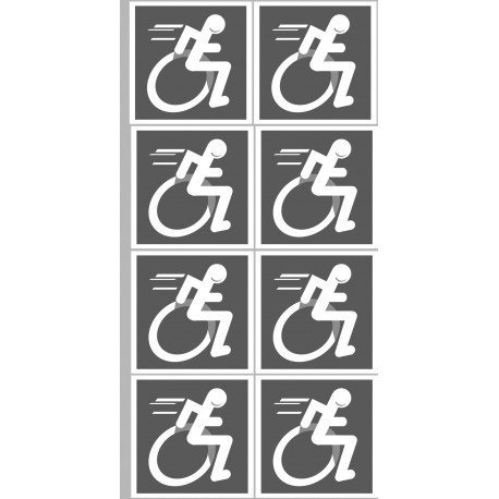 handisport fauteuil gris - 8 stickers de 5cm - Autocollant(sticker)