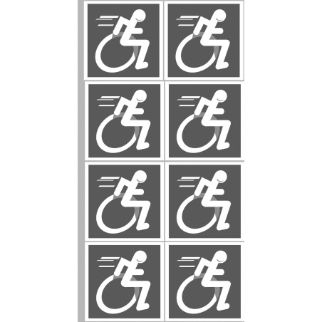 handisport fauteuil gris - 8 stickers de 5cm - Sticker/autocollant