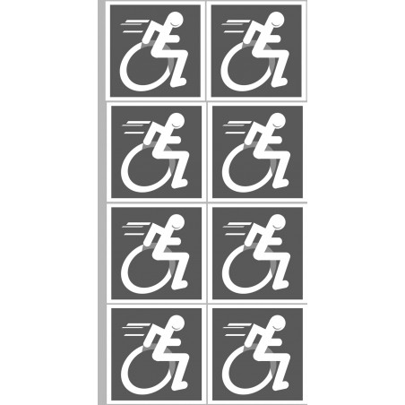 handisport fauteuil gris - 8 stickers de 5cm - Autocollant(sticker)