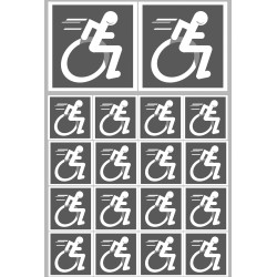 handisport fauteuil gris - 2 stickers de 10cm et 16 stickers de 5cm - 