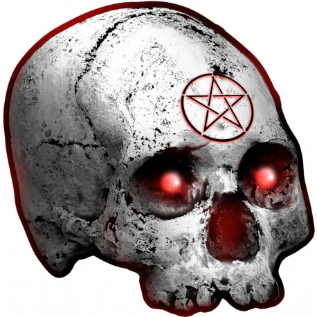 crâne étoile pentagramme - 5x5cm - Autocollant(sticker)