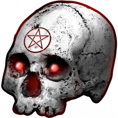 crâne étoile pentagramme gauche - 20x20cm - Autocollant(sticker)