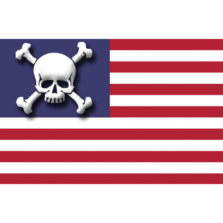 drapeau US crâne - 9.5x6.3cm - Autocollant(sticker)