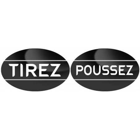 poussez tirez noir (2 stickers de 8x5cm) - Sticker /autocollant