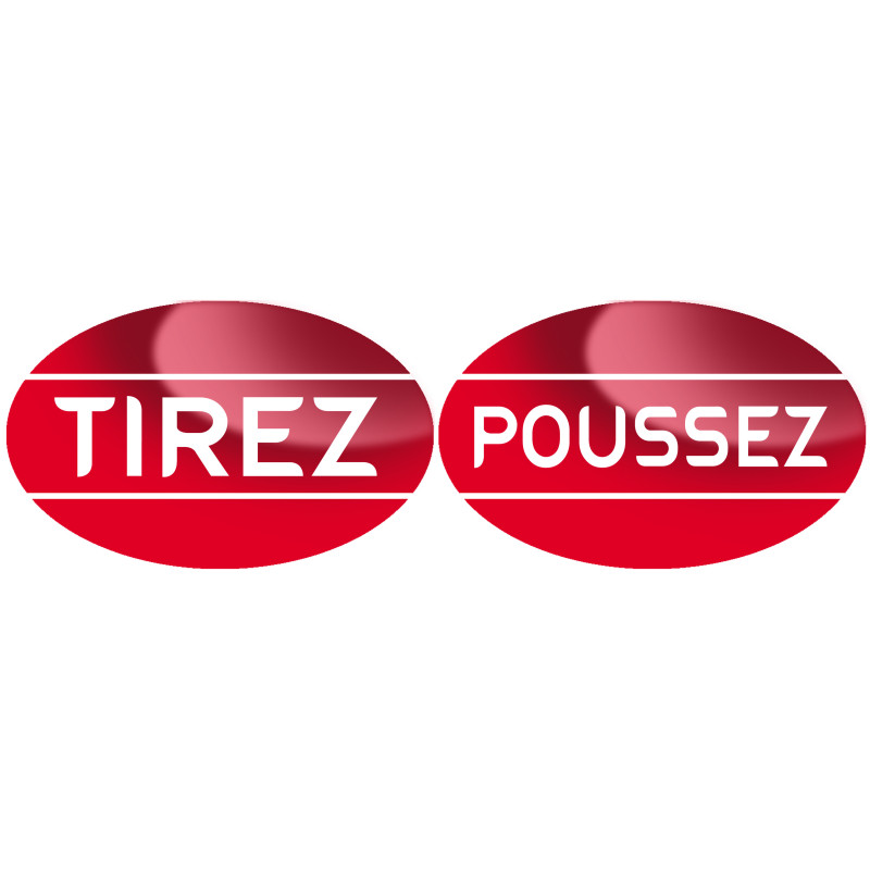 poussez tirez rouge (2fois 8x5cm) - Sticker/autocollant
