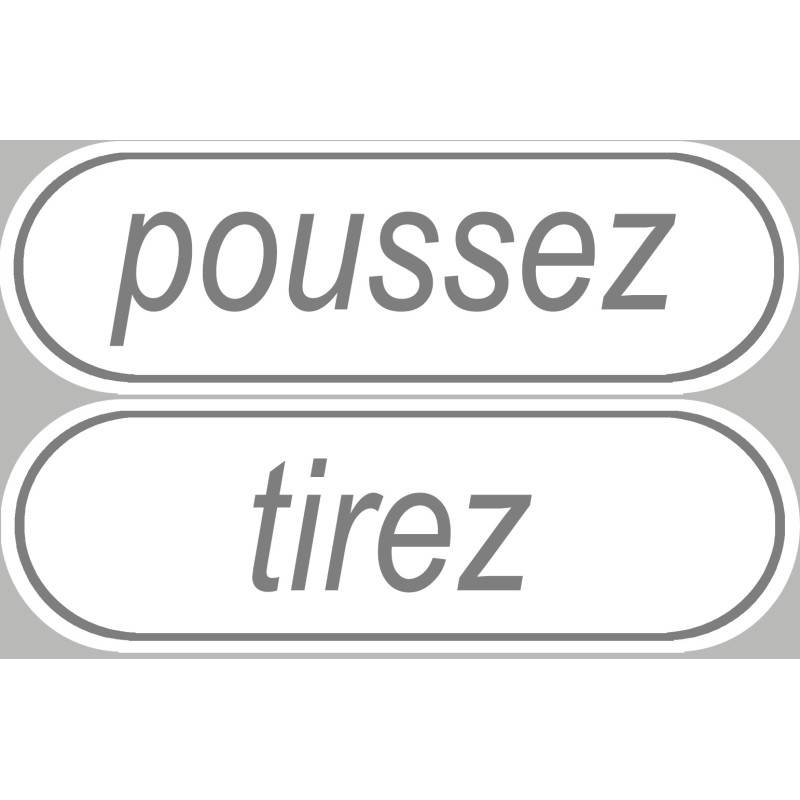 signalétique poussez tirez - 2 stickers de 29x9cm - Sticker/autocolla