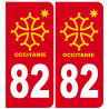 immatriculation 82 occitanie - 2 stickers de 10,2x4,6cm - Autocollant(sticker)
