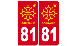 immatriculation 81 occitanie - 2 stickers de 10,2x4,6cm - Autocollant(sticker)