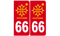 immatriculation 66 Occitanie - Autocollant(sticker)