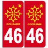 immatriculation 46 Occitanie - Autocollant(sticker)