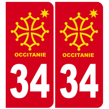 immatriculation 34 Occitanie - Autocollant(sticker)