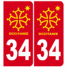 immatriculation 34 Occitanie - Autocollant(sticker)