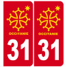 immatriculation 82 Occitanie - 2 stickers de 10,2x4,6cm - Autocollant(sticker)
