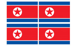 Drapeau Corée du Nord - 4 stickers - 9.5 x 6.3 cm - Autocollant(sticker)