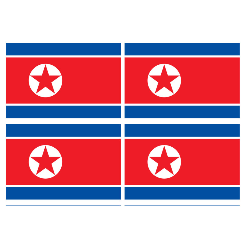 Drapeau Corée du Nord - 4 stickers - 9.5 x 6.3 cm - Sticker/autocolla