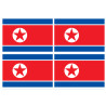 Drapeau Corée du Nord - 4 stickers - 9.5 x 6.3 cm - Sticker/autocolla