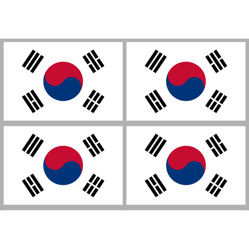 Corée du Sud - 4 stickers - 9.5 x 6.3 cm - Sticker/autocollant