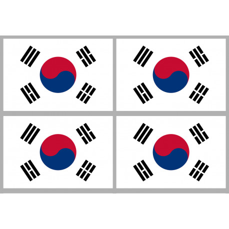 Corée du Sud - 4 stickers - 9.5 x 6.3 cm - Autocollant(sticker)