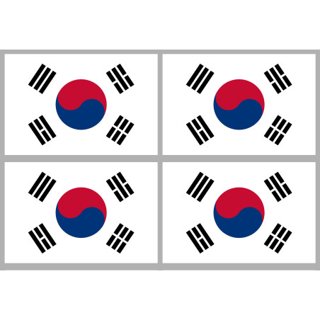 Corée du Sud - 4 stickers - 9.5 x 6.3 cm - Sticker/autocollant