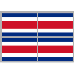 Drapeau Costa Rica - 4 stickers - 9.5 x 6.3 cm - Sticker/autocollant