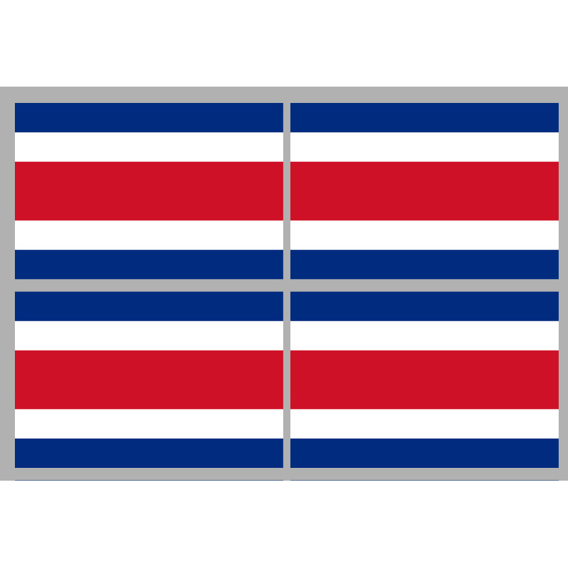 Drapeau Costa Rica - 4 stickers - 9.5 x 6.3 cm - Sticker/autocollant