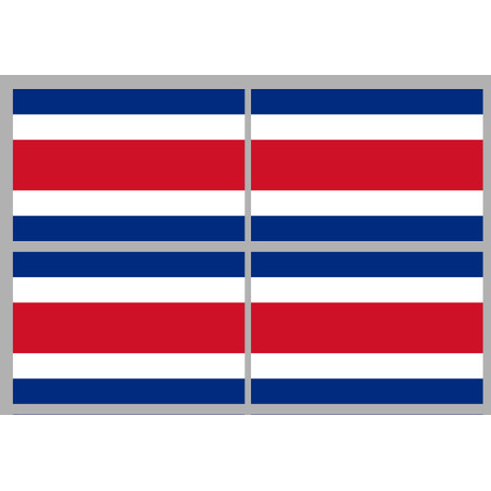Drapeau Costa Rica - 4 stickers - 9.5 x 6.3 cm - Sticker/autocollant