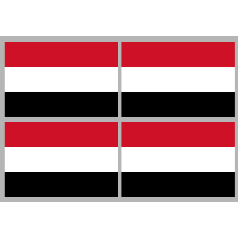 Drapeau Yémen - 4 stickers - 9.5 x 6.3 cm - Sticker/autocollant