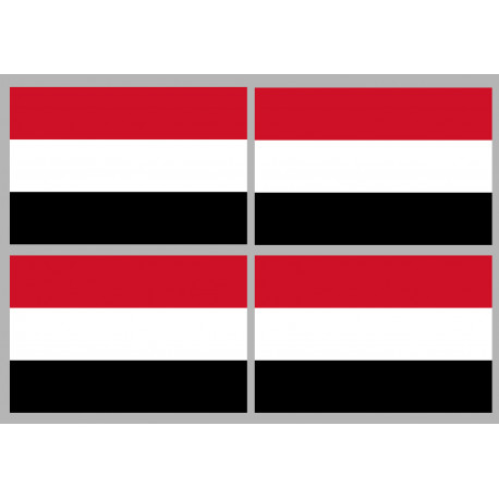 Drapeau Yémen - 4 stickers - 9.5 x 6.3 cm - Autocollant(sticker)