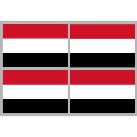 Drapeau Yémen - 4 stickers - 9.5 x 6.3 cm - Sticker/autocollant