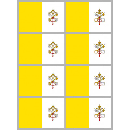 Drapeau Vatican - 8 stickers - 9.5 x 6.3 cm - Autocollant(sticker)