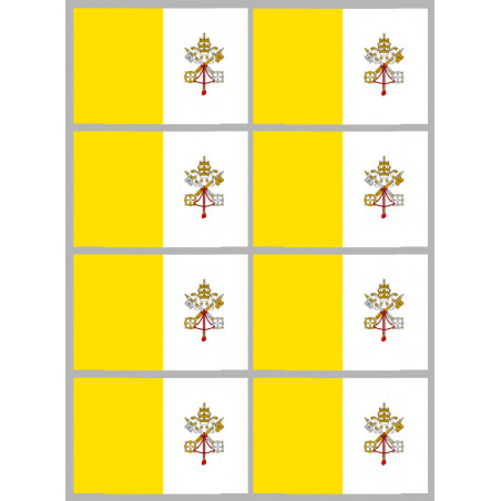 Drapeau Vatican - 8 stickers - 9.5 x 6.3 cm - Autocollant(sticker)