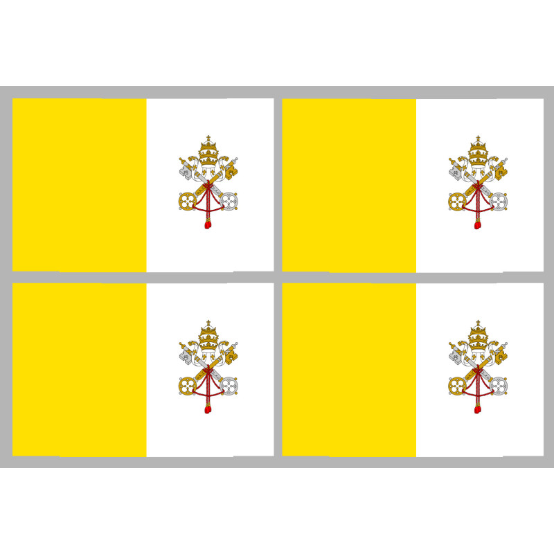 Drapeau Vatican - 4 stickers - 9.5 x 6.3 cm - Sticker/autocollant