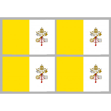 Drapeau Vatican - 4 stickers - 9.5 x 6.3 cm - Autocollant(sticker)