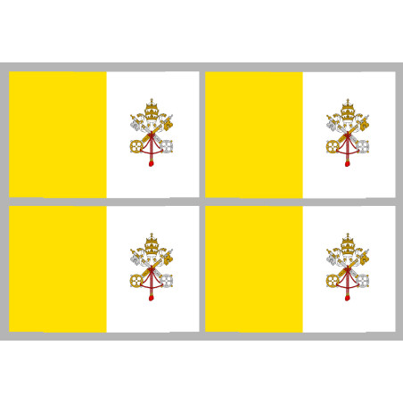 Drapeau Vatican - 4 stickers - 9.5 x 6.3 cm - Sticker/autocollant