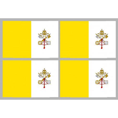 Drapeau Vatican - 4 stickers - 9.5 x 6.3 cm - Autocollant(sticker)