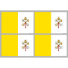 Drapeau Vatican - 4 stickers - 9.5 x 6.3 cm - Sticker/autocollant