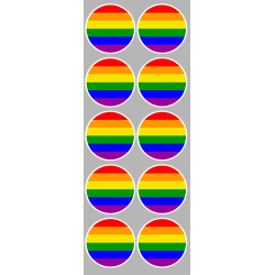 drapeau LGBT - 10 stickers de 5cm - Sticker/autocollant